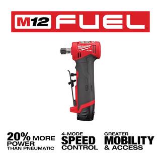 MW M12 FUEL 12-Volt Lithium-Ion 14 in. Cordless Right Angle Die Grinder Kit with M12 Soldering Iron 2485-22-2488-20