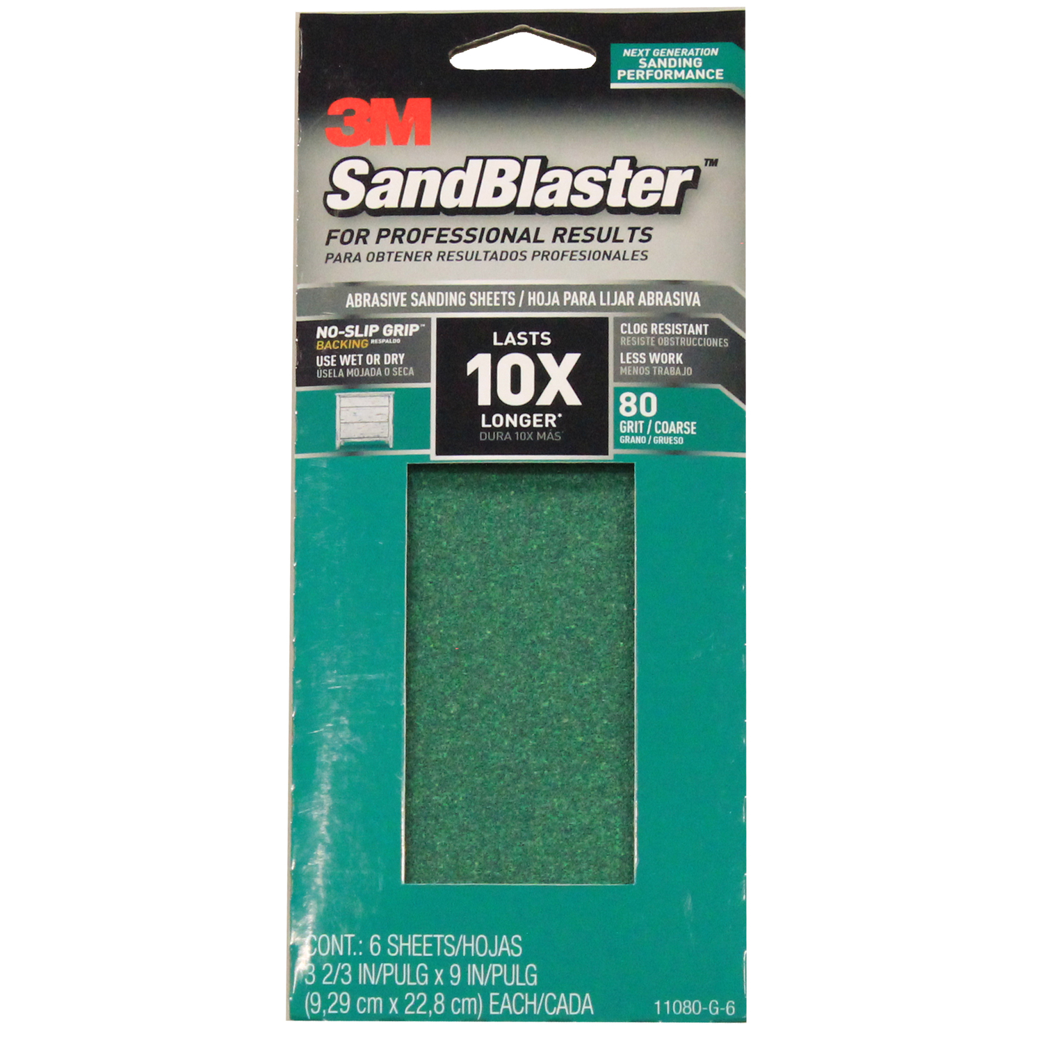 3M Sandblaster 9 in. L X 3-2/3 in. W 80 Grit Ceramic Sandpaper 6 pk