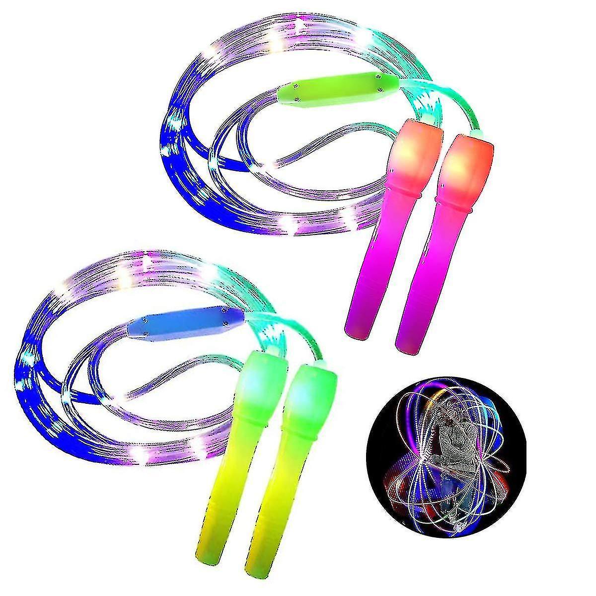 2 Pack Led Light Up Jump Rope Adjustable Length And Three Light Modes Speed  Ping Rope For Kid， Ligh