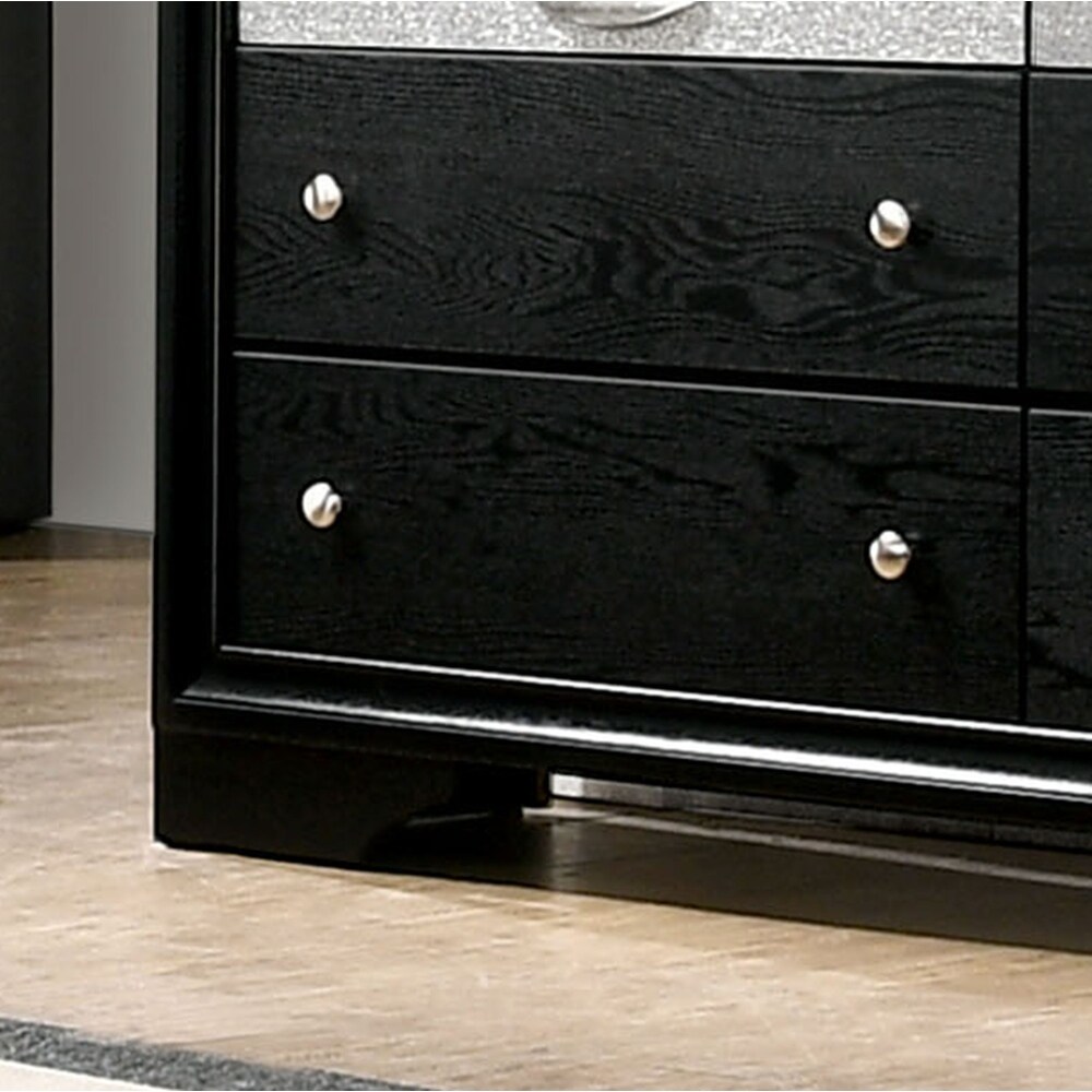 Aoki Contemporary Black 56 inch Wide 9 Drawer Solid Wood Dresser by Furniture of America