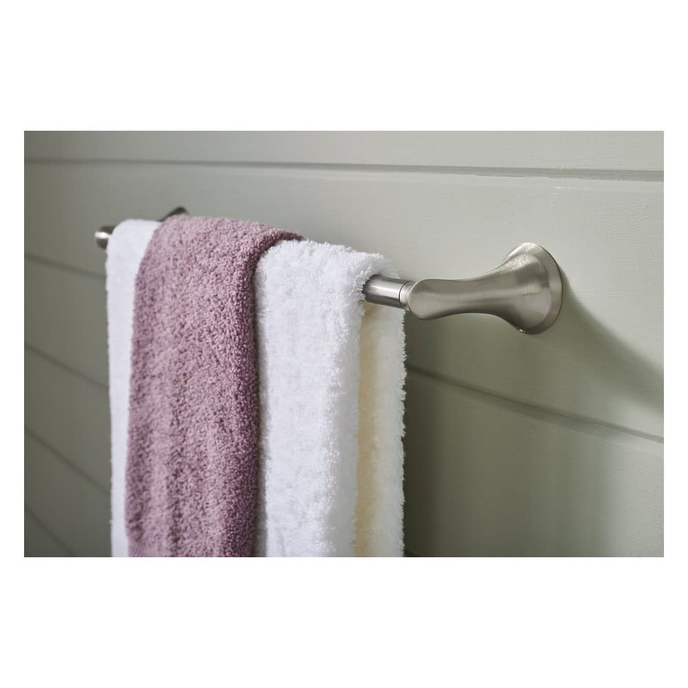 Moen Darcy Brushed Nickel 18 Towel Bar with Press and Mark Stamp ;