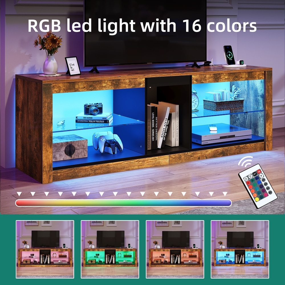 Moasis LED RGB TV Stand w/ Power Outlets for TVs up to 55/60\