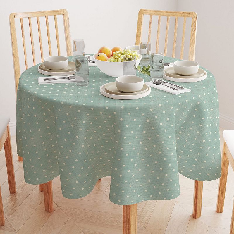 Round Tablecloth， 100% Polyester， 90 Round， Textured Dots