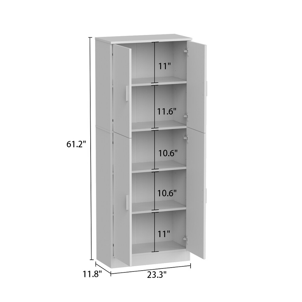 Pantry Cabinet Floor Storage w/ Doors Adjustable Shelves by Kerrogee   61.2\