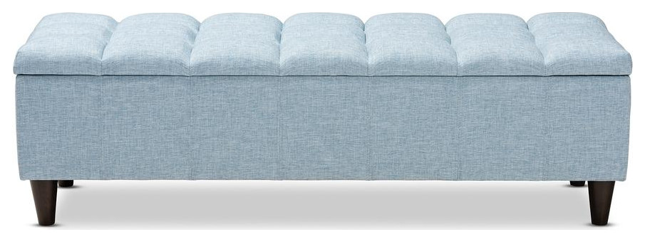 Baxton Studio Brette Mid Century Modern Light Blue Fabric Upholstered Dark...   Midcentury   Footstools And Ottomans   by BisonOffice  Houzz