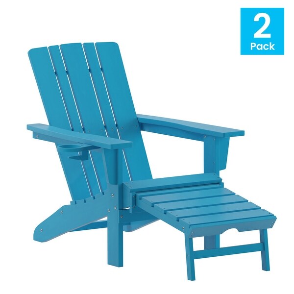 Commercial AllWeather Adirondack Chair with Pullout Ottoman and Cupholder