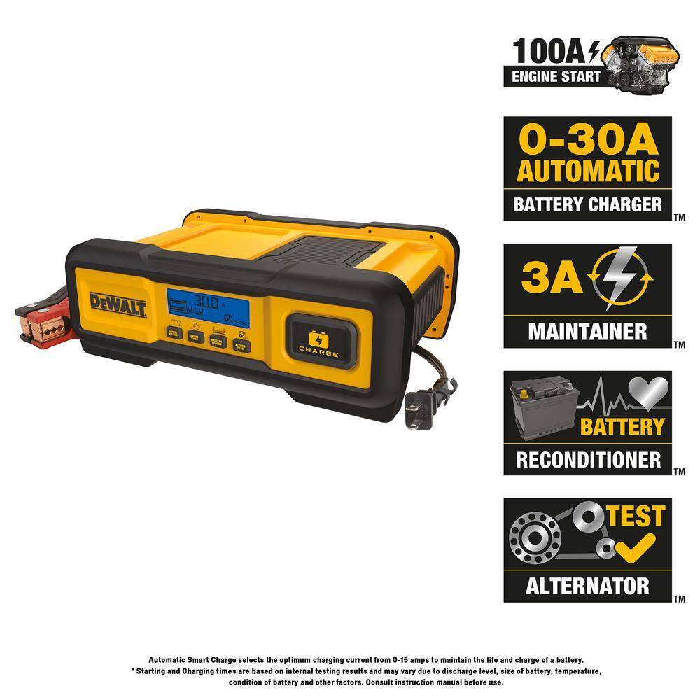 DW Professional 30 Amp Battery Charger 3 Amp Battery Maintainer with 100 Amp Engine Start DXAEC100