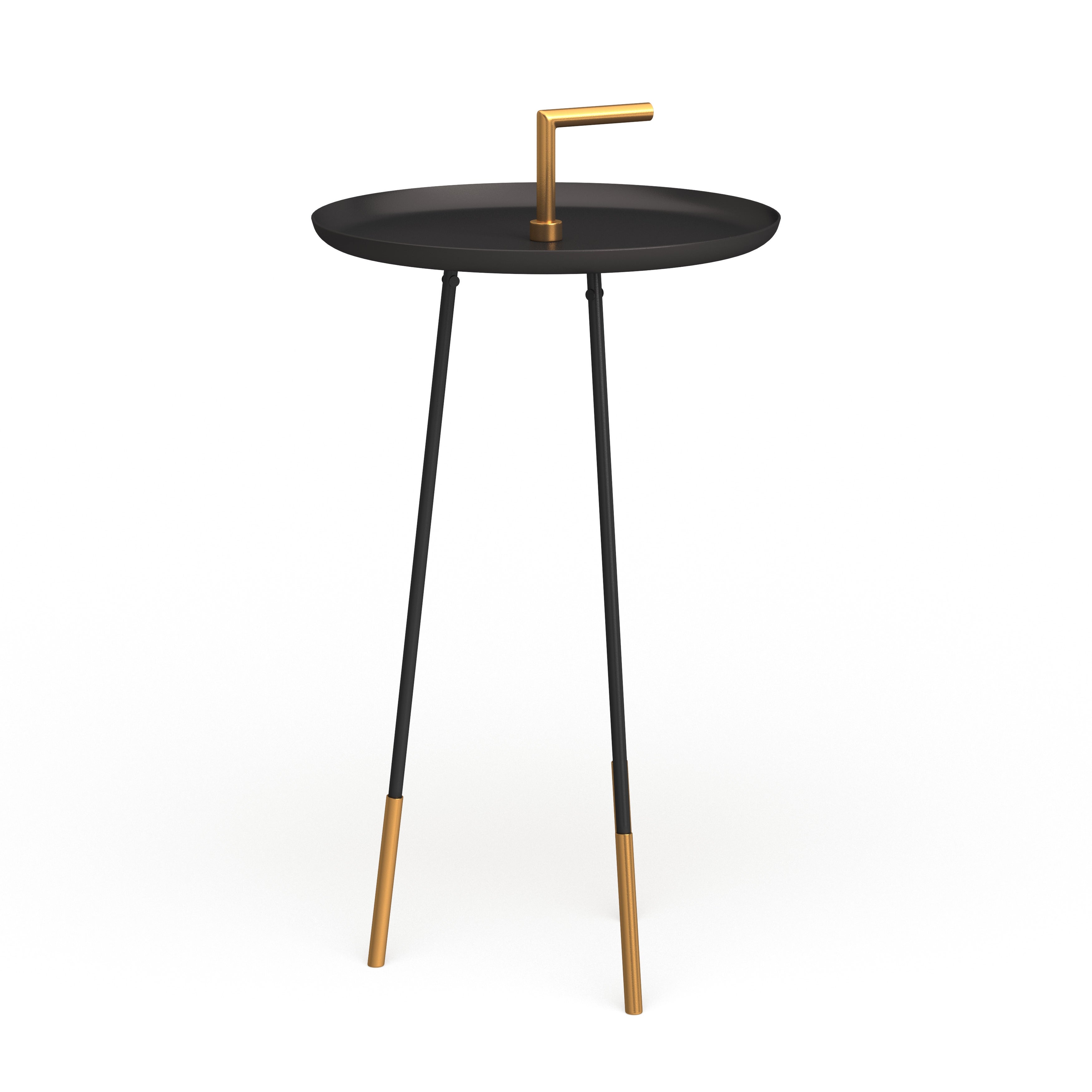 SAFAVIEH Delia Handle Side Table - Black / Gold - 15.7