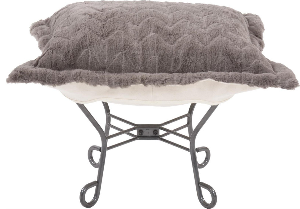 HOWARD ELLIOTT ANGORA Pouf Ottoman Scroll Scrolled Stone Gray   Contemporary   Footstools And Ottomans   by EuroLuxHome  Houzz