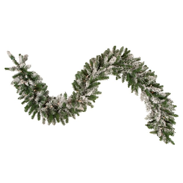 Prelit Snow Mountain Pine Artificial Christmas Garland Clear Lights