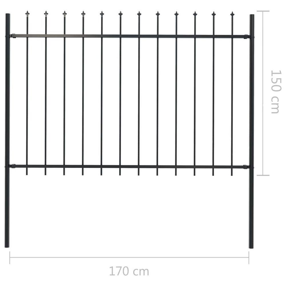 Afoxsos 66.9 in. L x 78.7 in. H Black Steel Garden Fence Decorative Fence with Spear Top HDDB2002