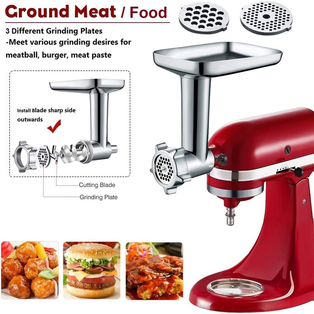 Meat Grinder Attachment Including 3 Sausage Stuffer Accessory for KitchenAid Stand Mixer