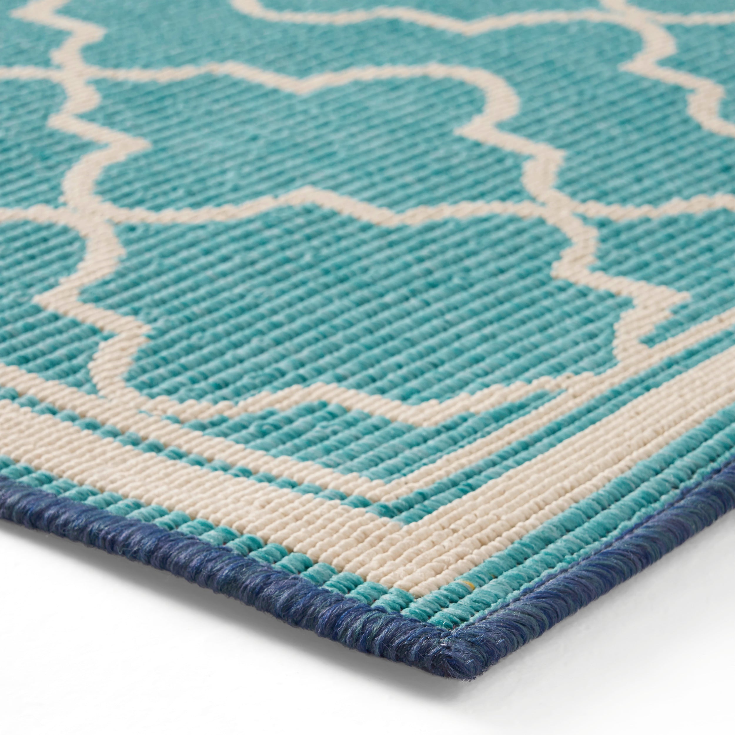 Sweety Outdoor Ombre Area Rug, Blue and Ivory