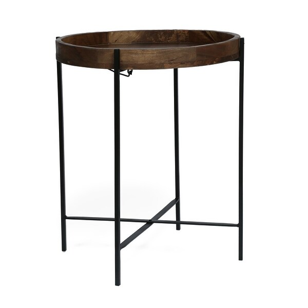 Tift Handcrafted Modern Industrial Mango Wood Folding Tray Top Side Table by Christopher Knight Home