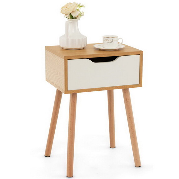 Costway Set of 1/2 Modern Nightstand with Storage ...