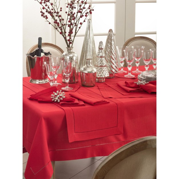 Saro Lifestyle Tablecloth With Hemstitch Border Design