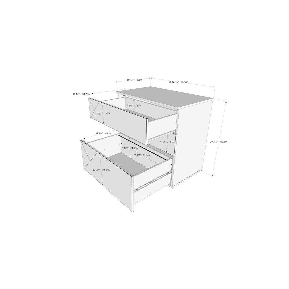 Nexera Atypik 3 Drawer Storage and Filing Cabinet