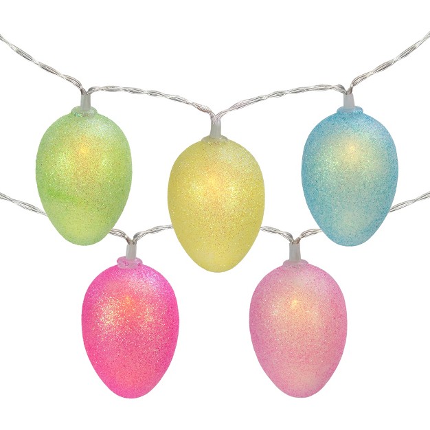 Northlight 10 count Multi color Glitter Easter Egg Led String Lights 4 5ft Clear Wire