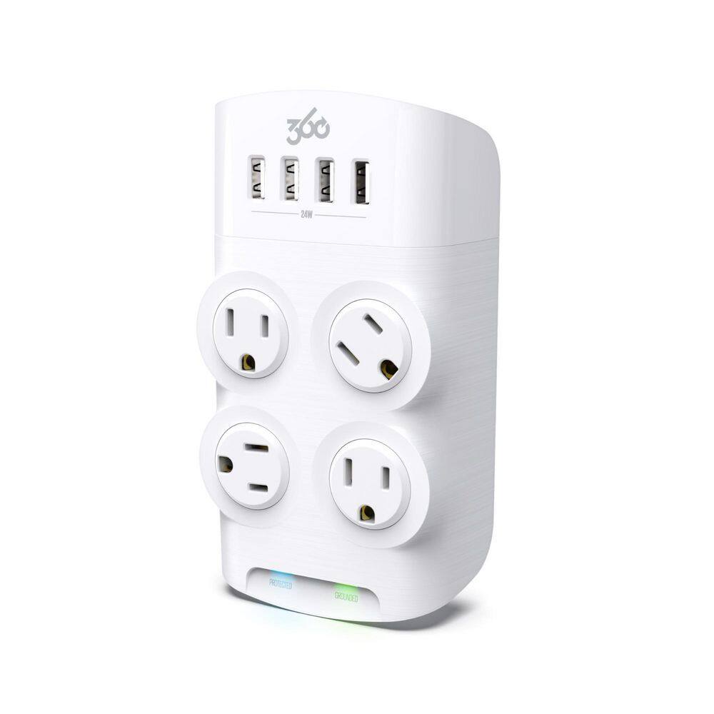 360 Electrical 24-Watt Revolve 4-Outlet Surge Protector 3E0775-WHT6NA