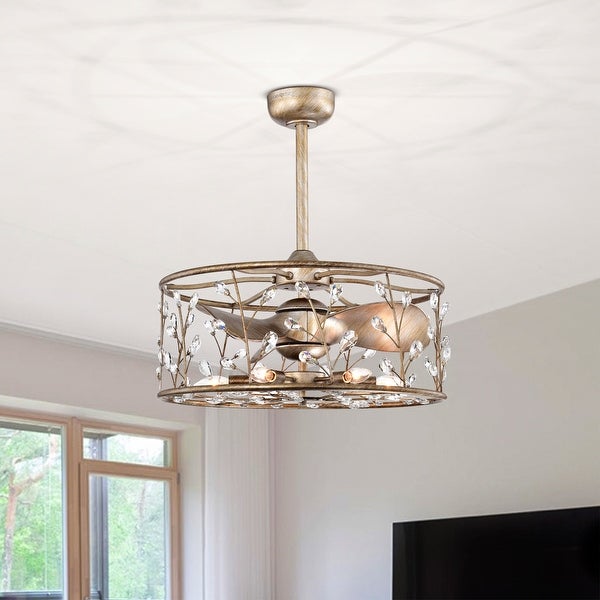 Onyx Antique Gold Finish Modern-Contemporary Crystal Ceiling Fandelier Shopping - The Best Deals on Ceiling Fans | 39448262