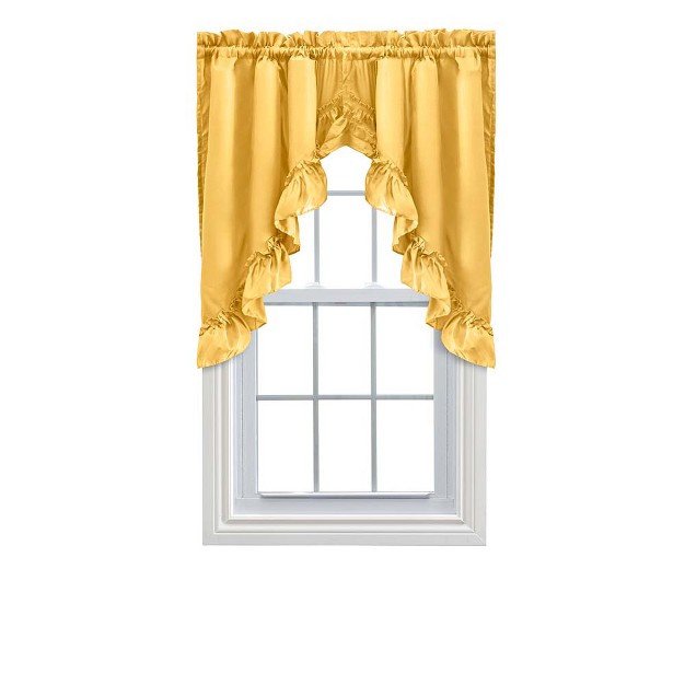 Rod Pocket High Quality Fabric Solid Color Window Ruffled Swag 60 quot x38 quot Yellow