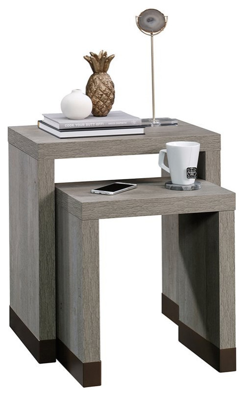 Sauder Manhattan Gate 2 Piece Nesting End Table Set in Mystic Oak   Transitional   Coffee Table Sets   by Homesquare  Houzz