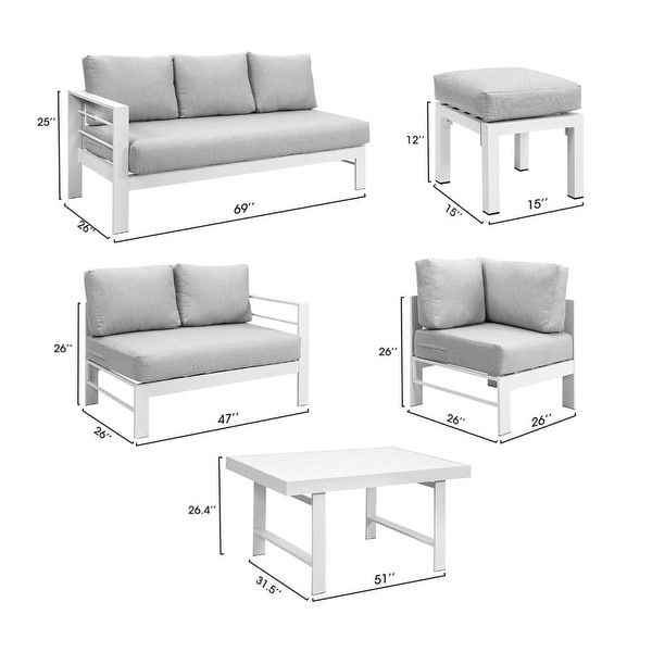 6Pieces Outdoor Dining Set with Aluminum Frame and Cushions