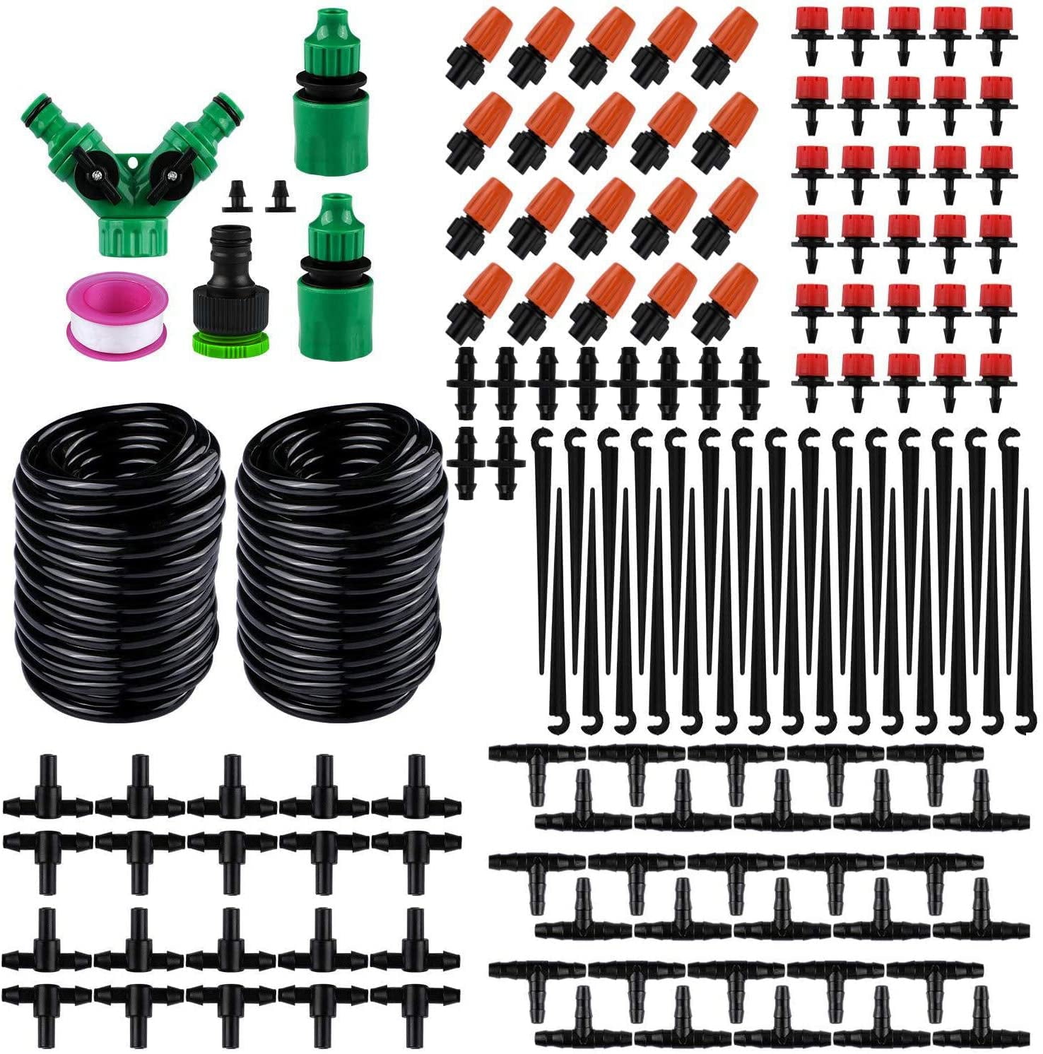 Flantor 149Pcs 98ft Garden Drip Irrigation System - with 1/4