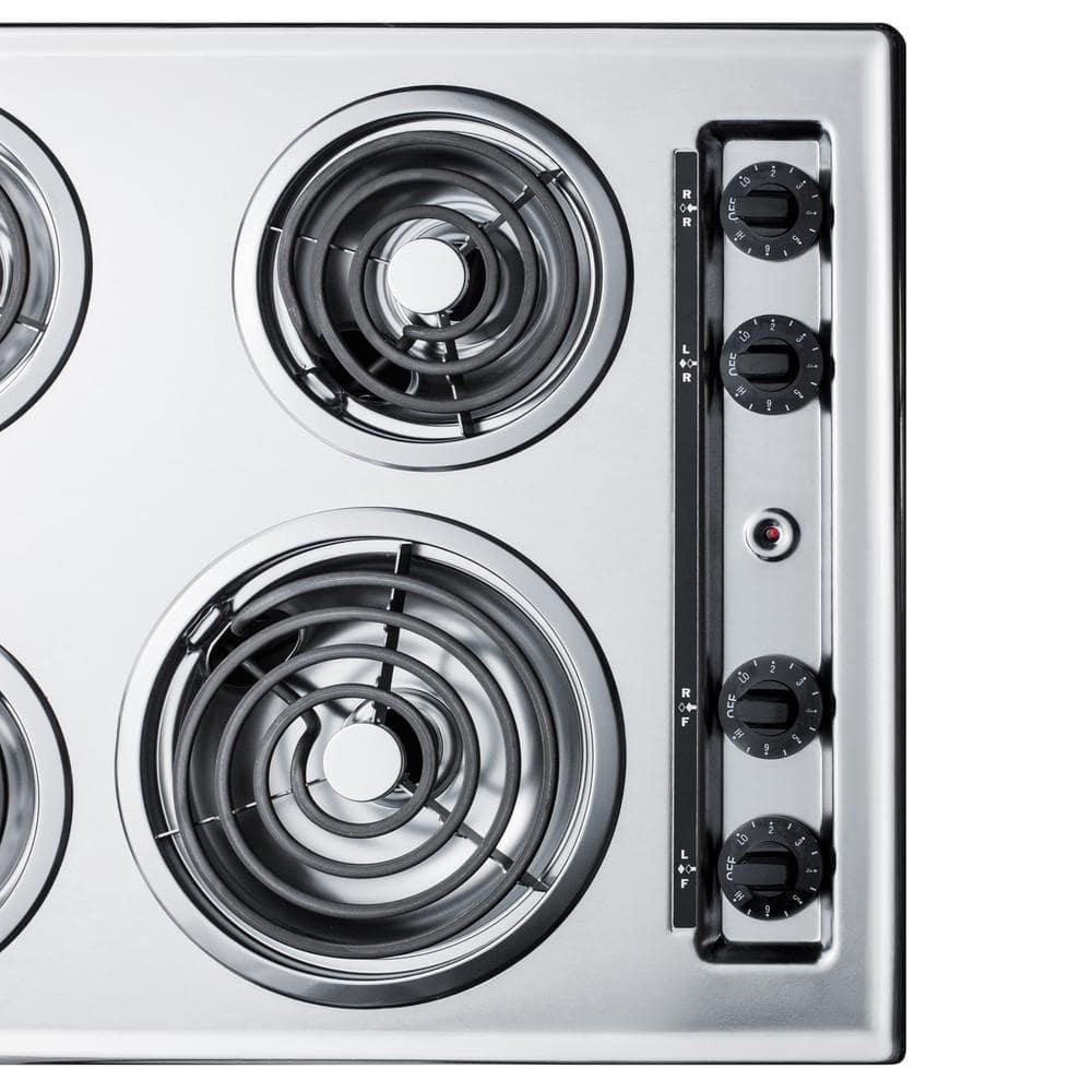 Summit Appliance 24 in Coil Top Electric Cooktop in Chrome with 4 Elements