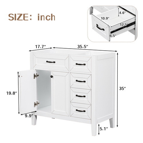 36 Bathroom Vanity with Sink Combo  White Bathroo...