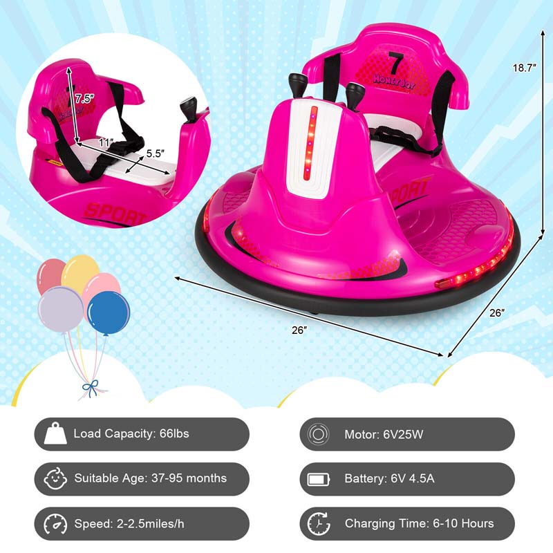 12V Electric Ride on Bumper Car for Kids, Battery Powered Race Car Bumping Toy with 360 Degree Spin