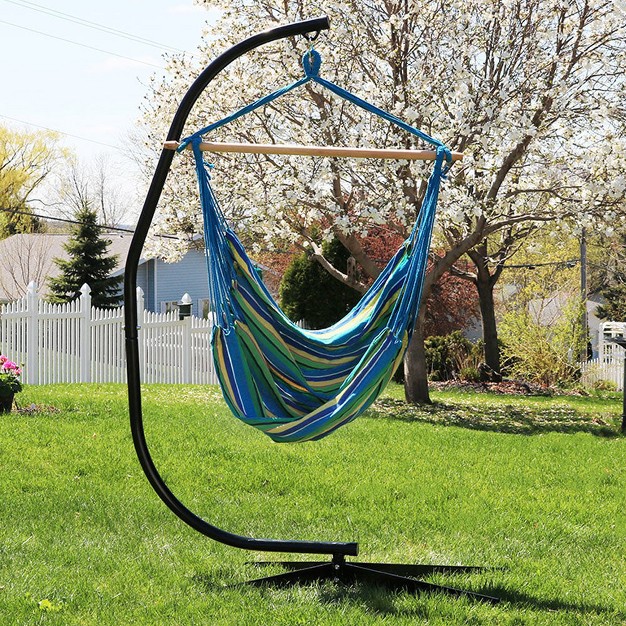 Sunnydaze Jumbo Extra Large Hanging Rope Hammock Chair Swing For Backyard And Patio 330 Lb Capacity Ocean Breeze