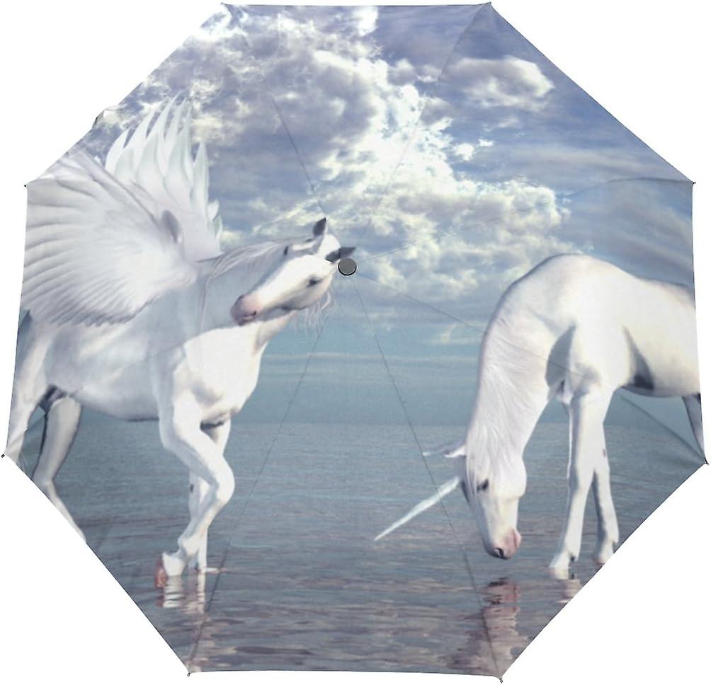 Rain Umbrella Automatic Windproof Foldable Umbrella Unicorn And Pegasus