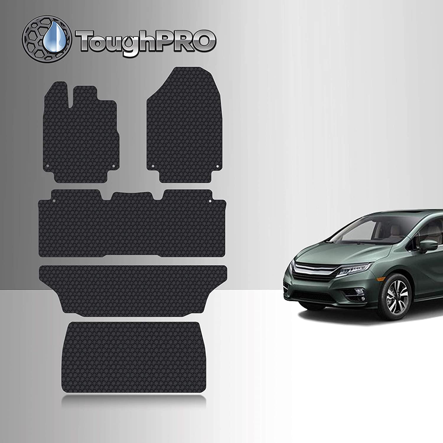 TOUGHPRO Floor Mat Accessories 1st + 2nd + 3rd Row + Cargo Mat Accessories Compatible with Honda Odyssey - All Weather - Heavy Duty - (Made in USA) - 2021