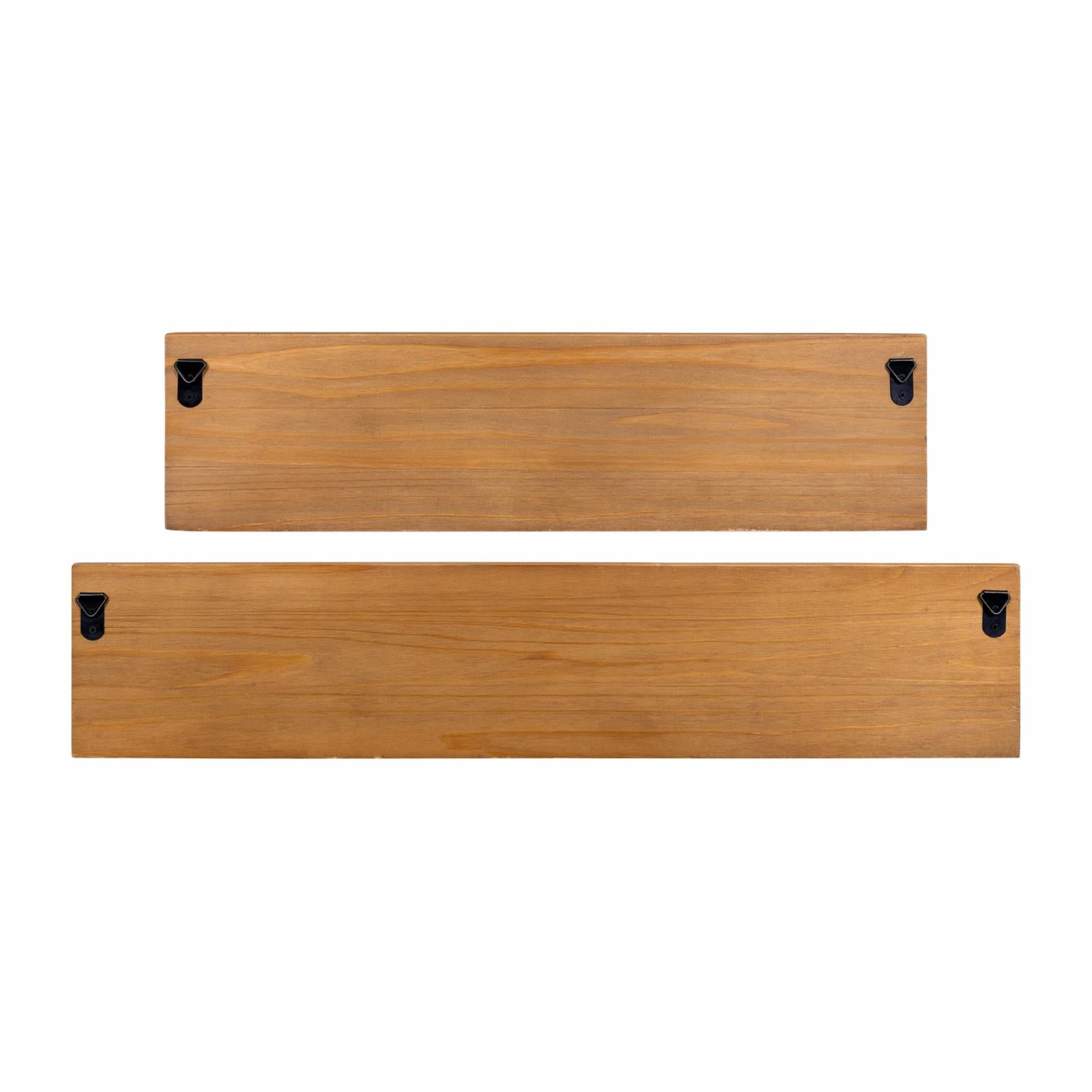 Stratton Home Decor Boho Textured Natural Wood Floating Wall Shelf, 2 Count