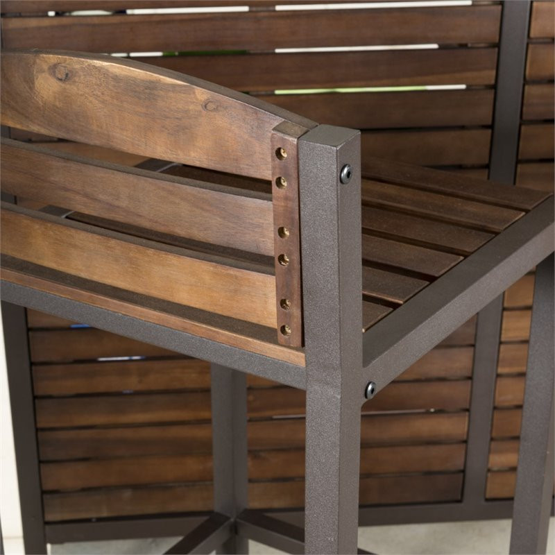 Noble House Milos Acacia Wood Bar Set in Dark Brown   Transitional   Outdoor Pub And Bistro Sets   by Homesquare  Houzz