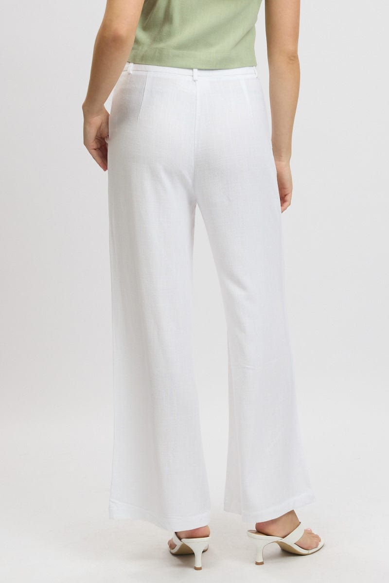 White Wide Leg Pants Mid Rise