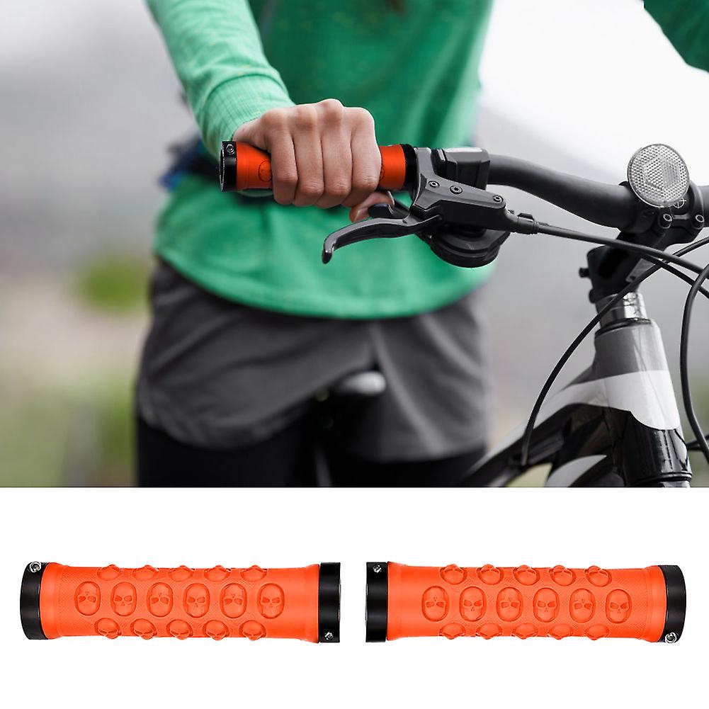 Bicycle Cycling Handle Bar Anti Slip Grips Lock On Mountain Bike Handlebar Grips(orange)