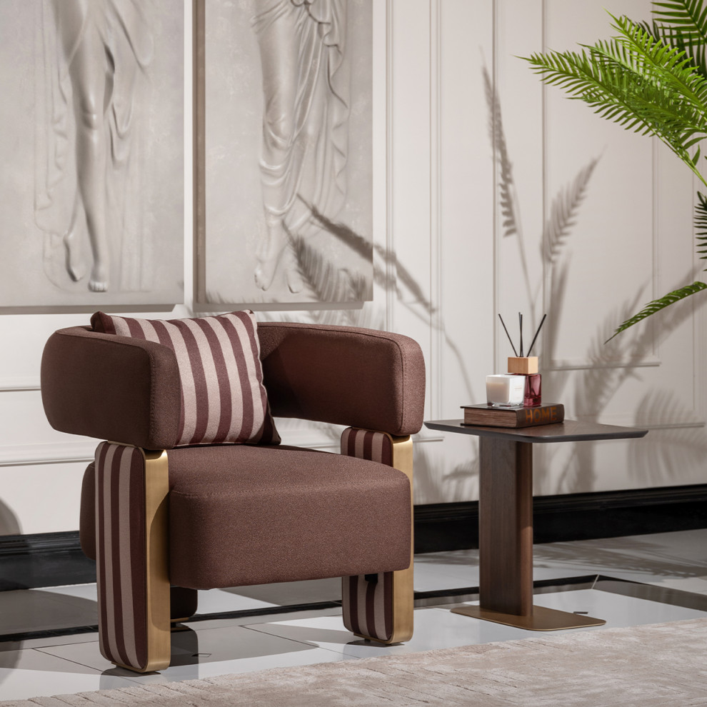 Amora Accent Chair Brown/Eggshell Walnut   Contemporary   Armchairs And Accent Chairs   by Michael Amini  Houzz