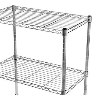 Amucolo Silver 3-Tier Steel Adjustable Wire Shelving Unit with wheels (23 in. W x 33 in. H x 13 in. D) DHS-CYHK-3CPC