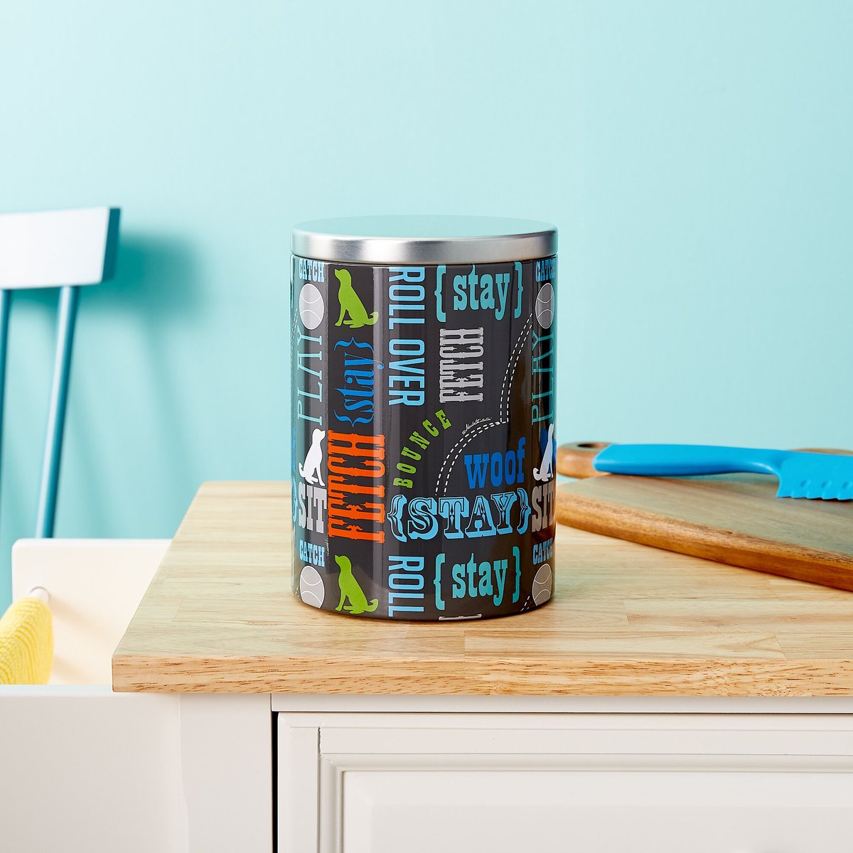 Paw Prints Tin Treat Jar， Word Design