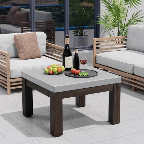 COSIEST Outdoor Solid Wood Square Coffee Table