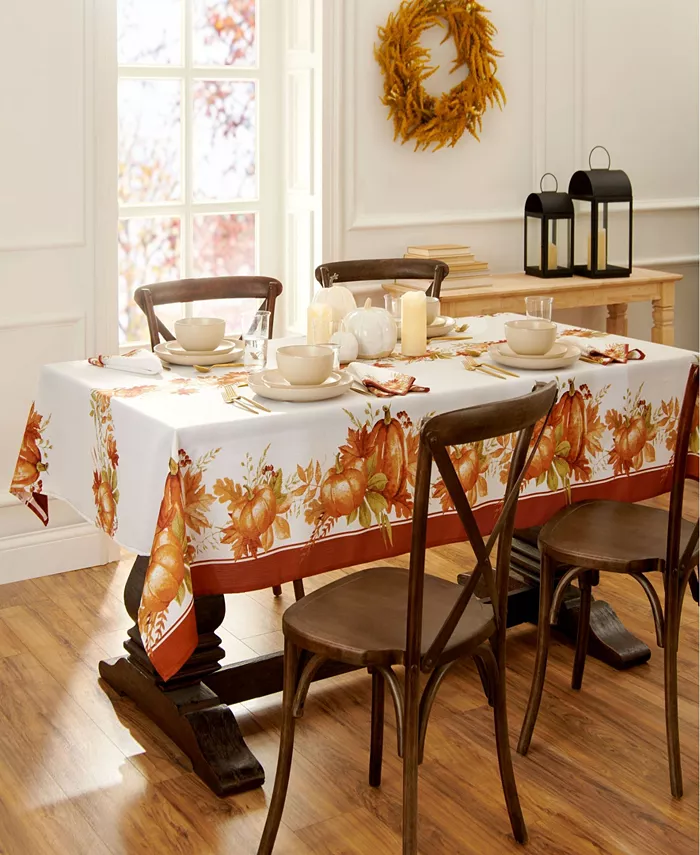 Elrene Autumn Pumpkin Grove Fall Rectangle Tablecloth 60 x 102