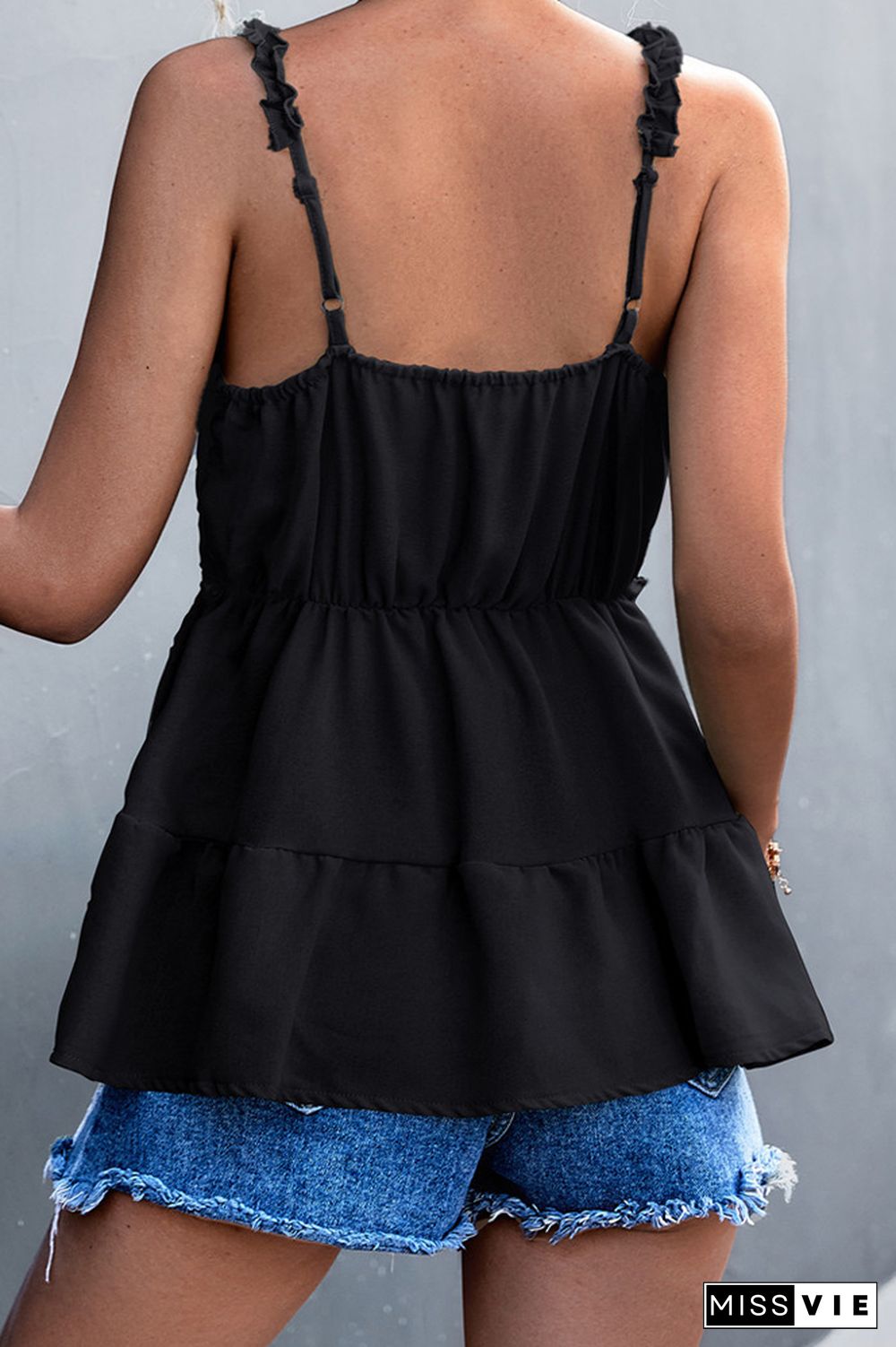 V-Neck Sling Ruffled Tank Top Wholesale