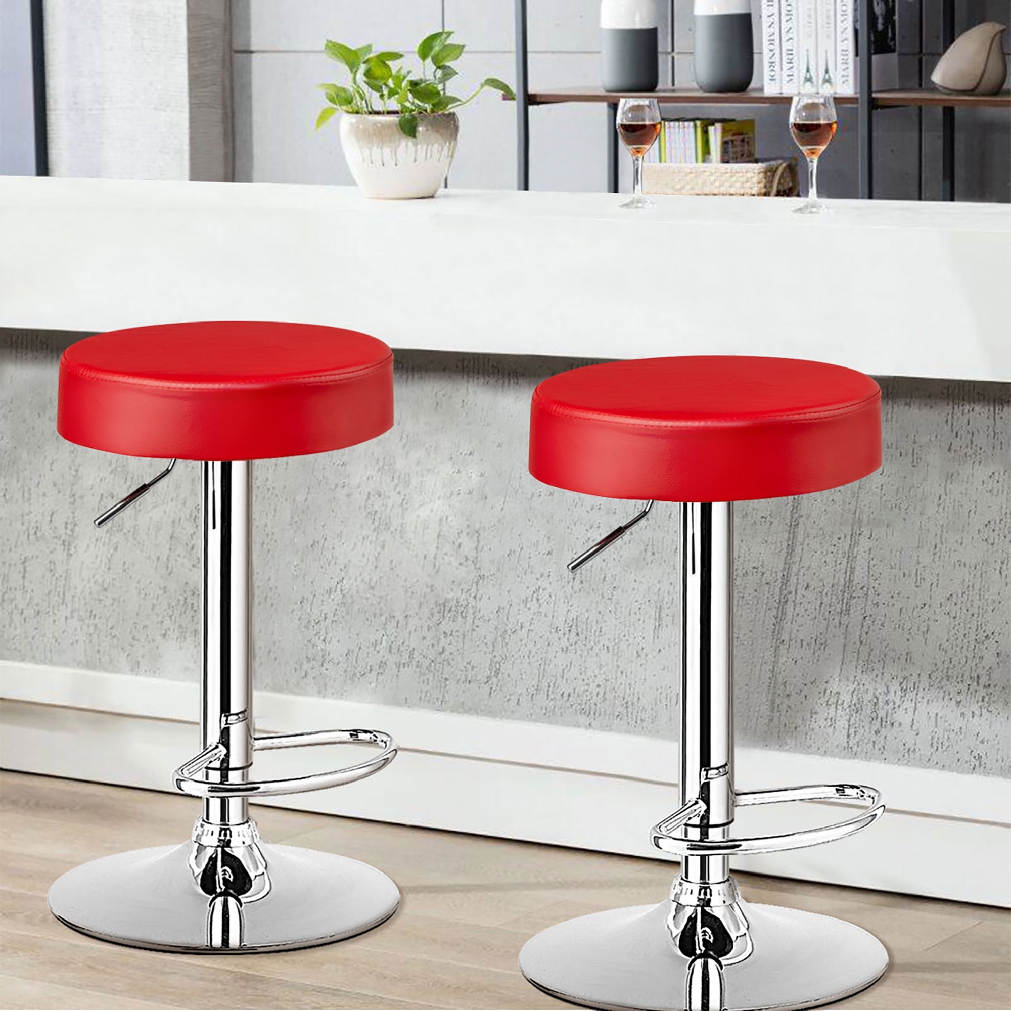 Costway Set of 4 Round Bar Stool Adjustable Swivel Pub Chair w/