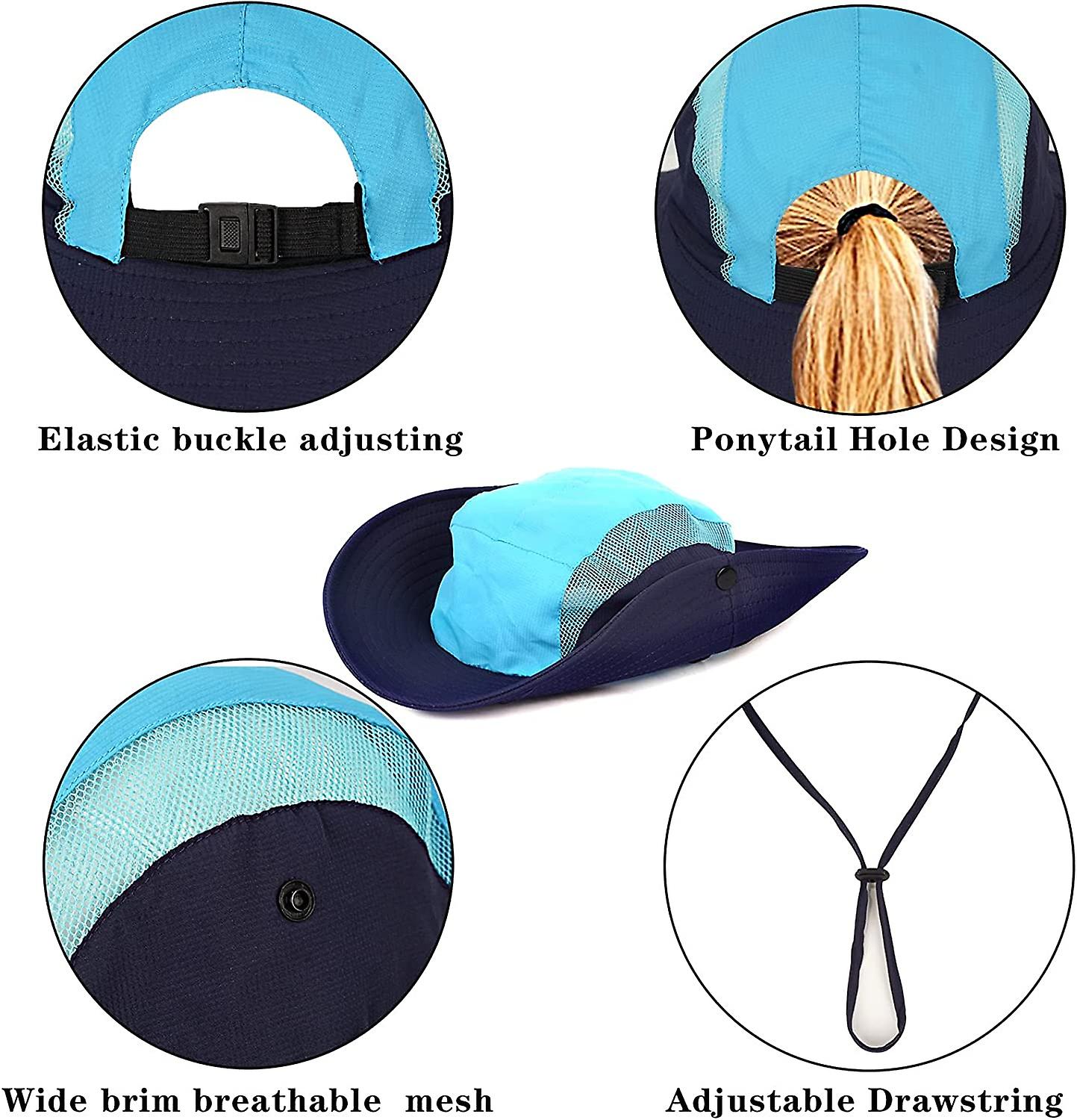 Ponytail Sun Hat For Womens Outdoor Summer Sun Hat Uv Protection Wide Brim Foldable Fishing Cap