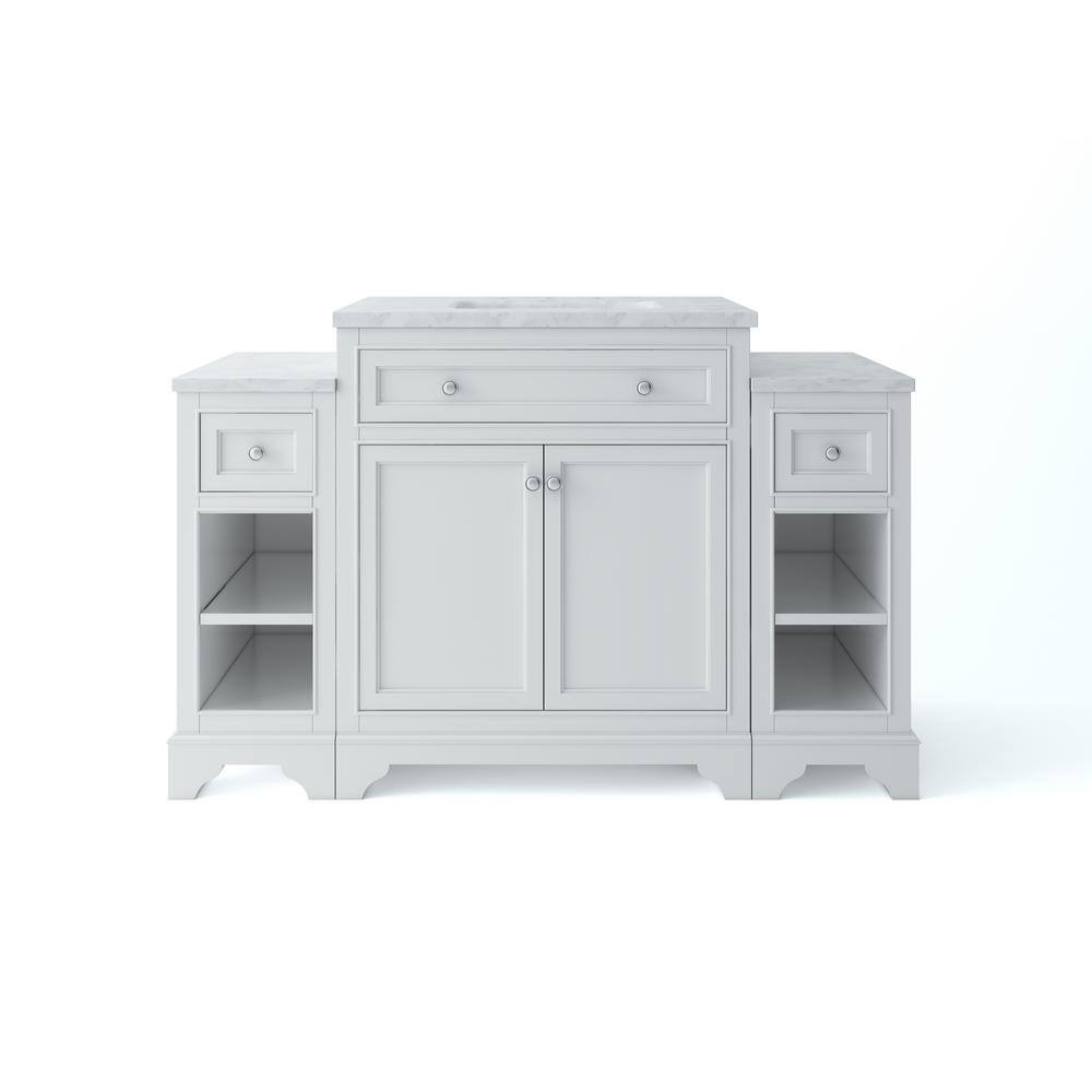 Home Decorators Collection Mornington 54 in. W x 21 in. D x 38 in. H Single Bath Vanity in White with Marble Vanity Top in White with White Sink MD-V036-2017-WH