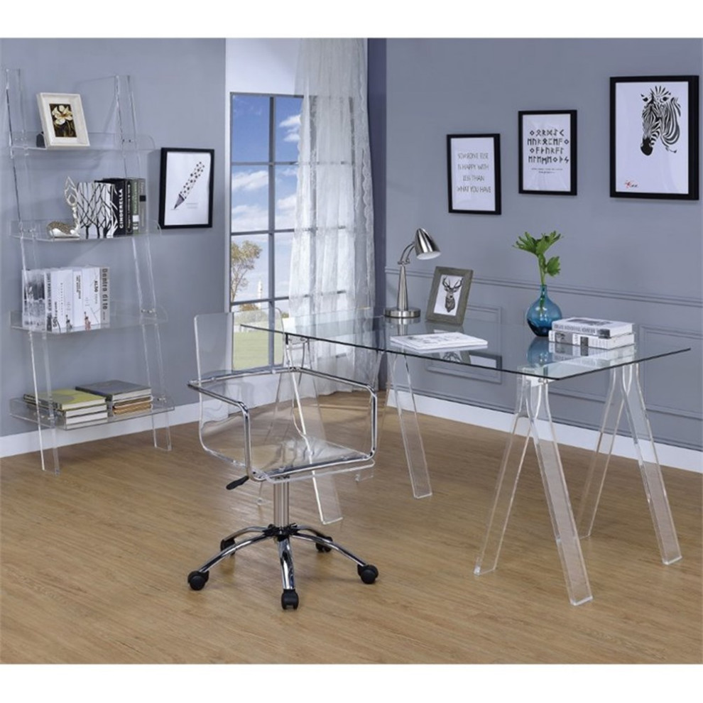 Home Square 2 Piece Furniture Set with Writing Desk and Acrylic Ladder Bookcase   Bookcases   by Homesquare  Houzz