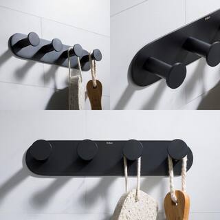 KRAUS Elie Bathroom Robe and Towel Hook Rack with 4-Hooks in Matte Black KEA-18804MB