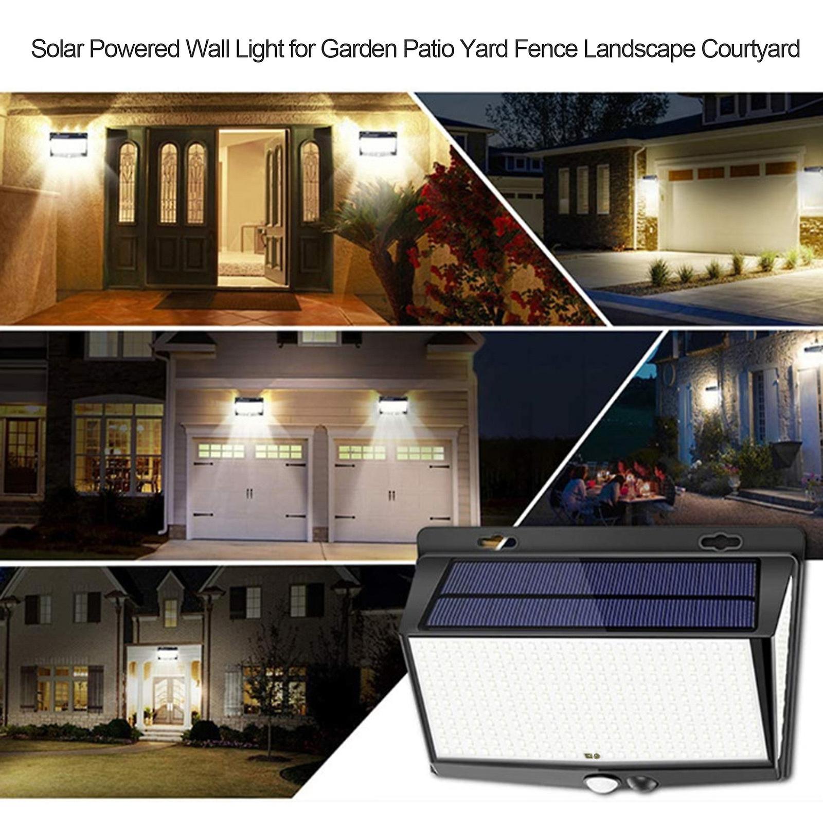 468led Solar Powered Wall Light Pir Motion Sensor Lights Outdoor Waterproof Garden Lamp Night Light 3 Light Modes For Garden Patio Yard Fence Landscap